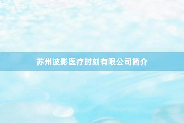 苏州波影医疗时刻有限公司简介